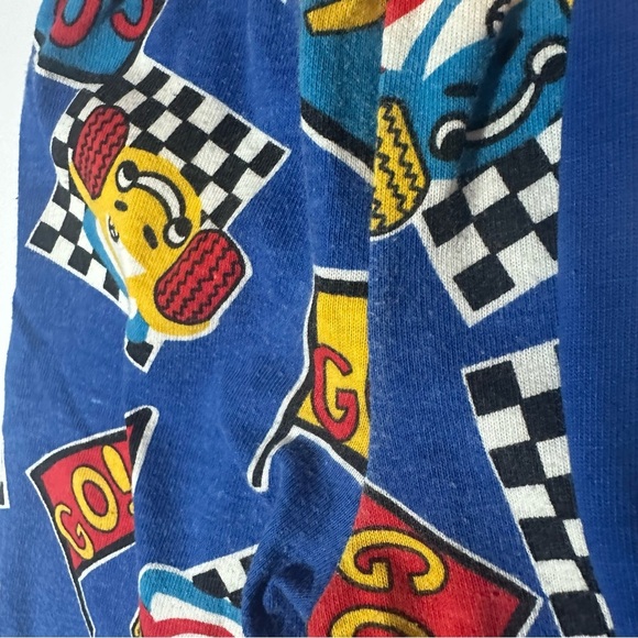 Vtg 90s Carter's Two Piece Smiley Race Car Blue Sz 12 Months Anthropomorphic - Picture 3 of 6